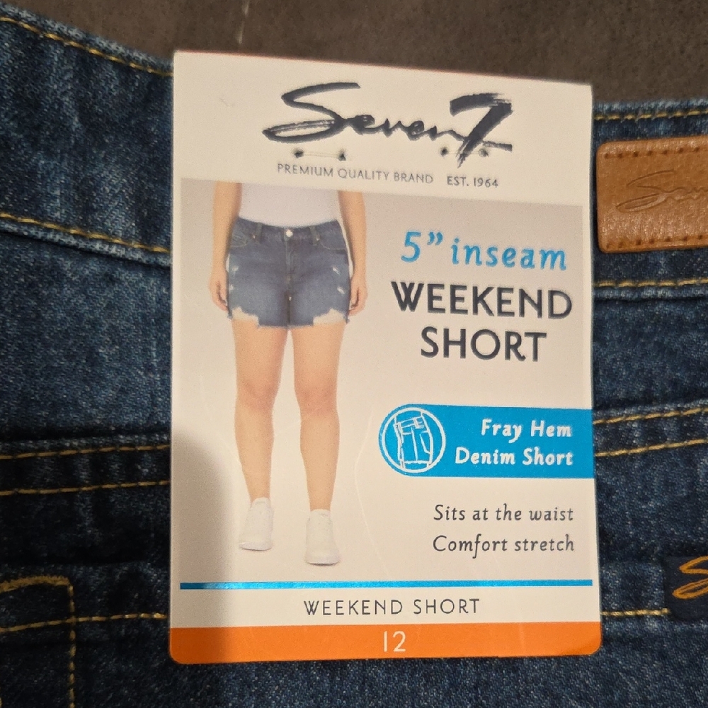 Seven7 Women's Fray Hem Denim Shorts - Blue
